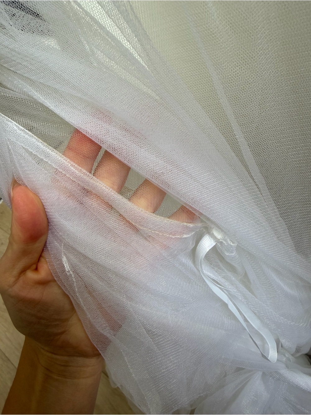 Sheer White Tulle Ruffled Robe - Picture 5 of 5